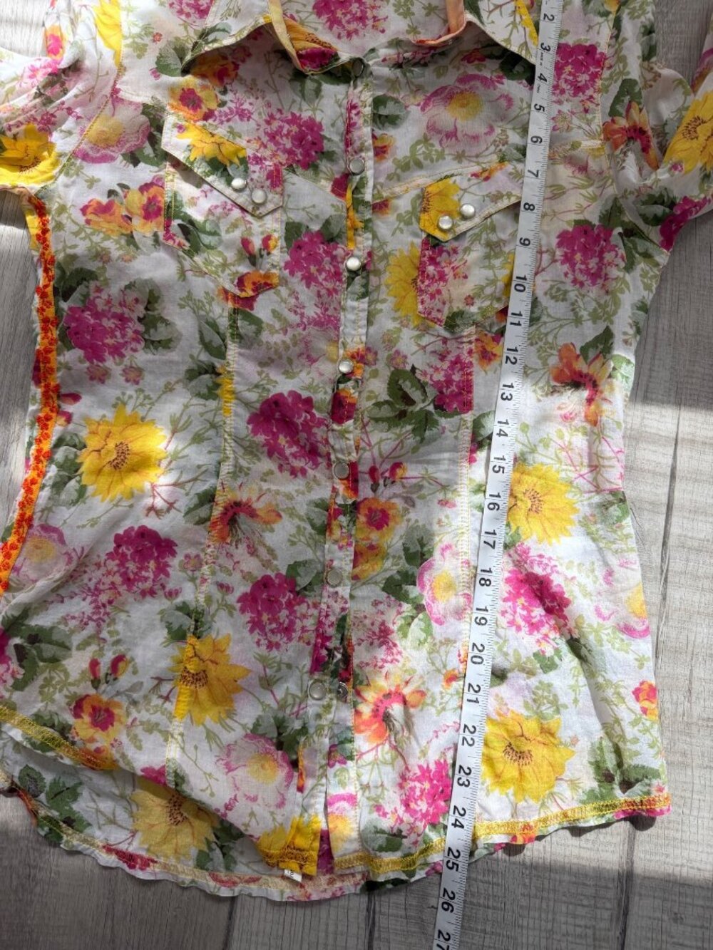 Georg Roth Womens Size XS Top Floral Button-Up Shirt Long Sleeve Cotton Sheer - Picture 5 of 8